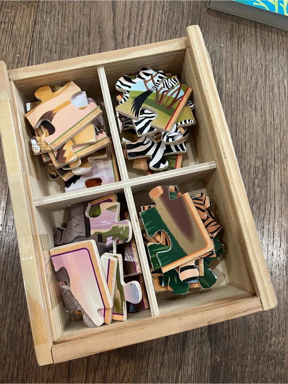 Melissa & Doug Wooden Jigsaw Puzzles - Wild Animals - Yellow/Green
